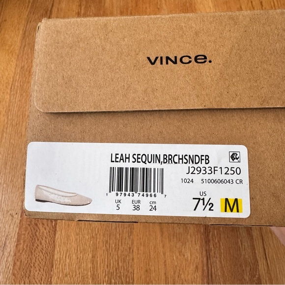 Vince Leah Sequined Ballet Flats Birch Sand EU 38 US 7.5 NWT - Picture 8 of 14
